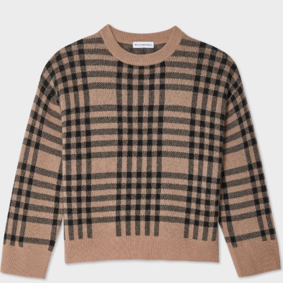 WHITE + WARREN Cashmere Plaid Crewneck - Picture 2 of 9